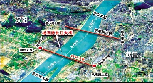 杨泗港长江大桥地理位置示意图.